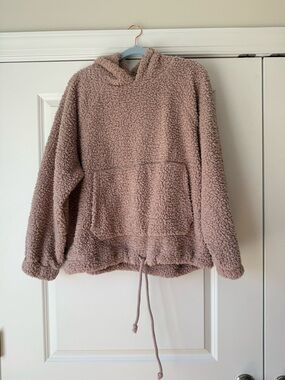 American Eagle Cozy Sherpa Hoodie, Mauve Pink, Size Large